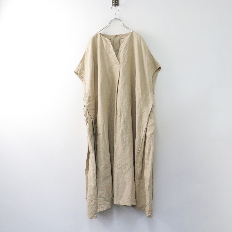 人気アイテム ネストローブ nest Robe リネン起毛 フレンチワンピース F ベージュ|麻 ワイド フ 幅広 2400014373585