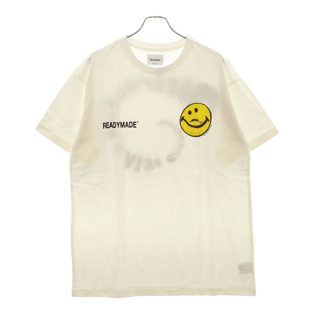 READY MADE (レディメイド) 20SS T-SHIRT フォトデザイン スマイルプリント クルーネック コットン 半袖Tシャツ カットソー ホワイト RE-CO-WH-00-00-130