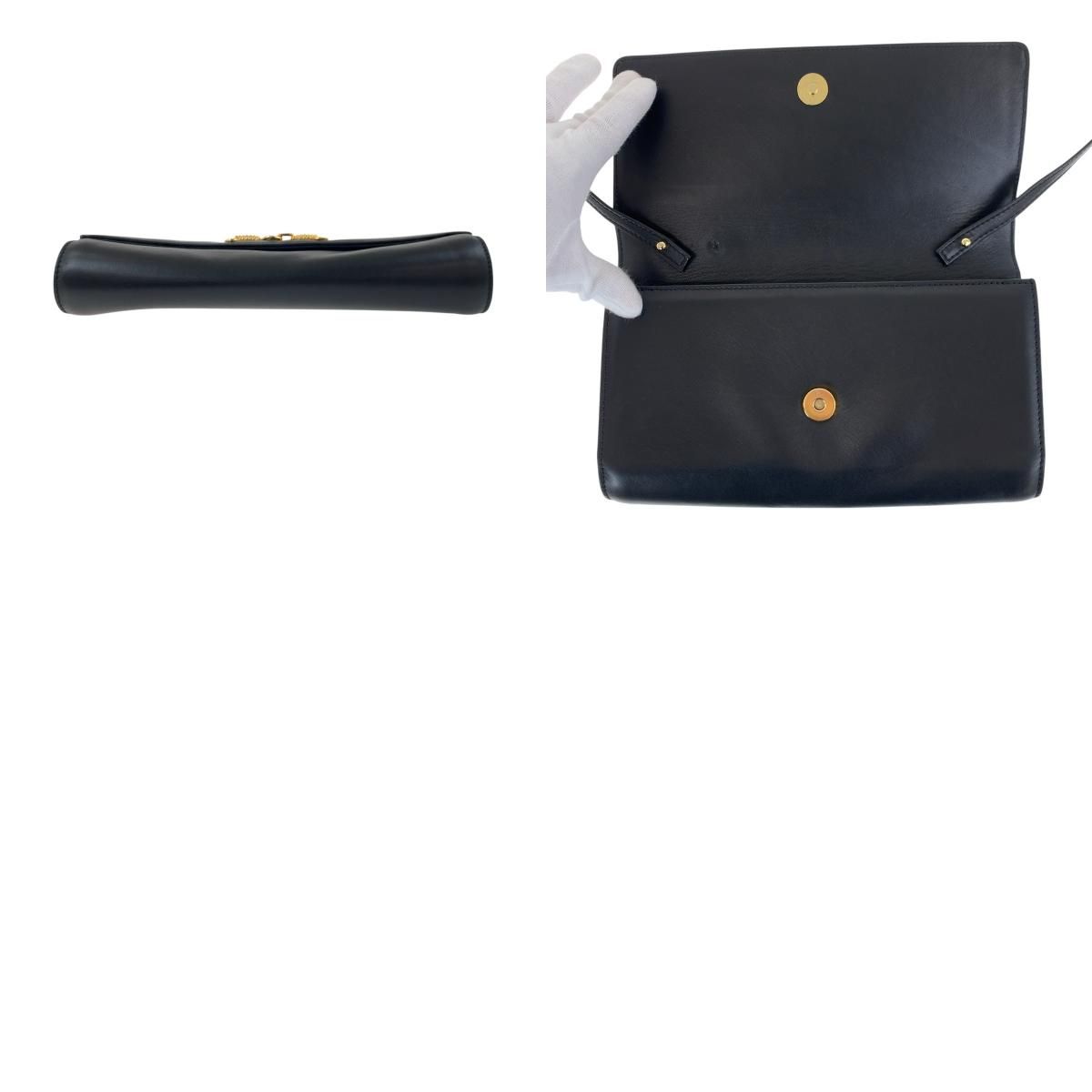 美品 CELINE セリーヌ ヴィンテージ ブラック 黒 ゴールド金具 レザー 