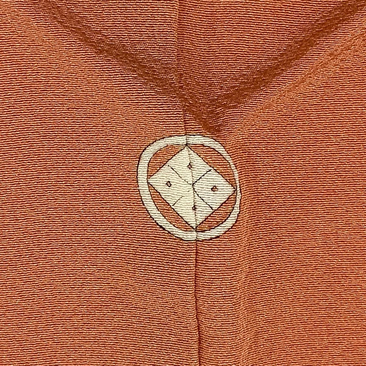 平和屋着物□極上 色無地 お召地 鳳凰笹地紋 黄朽葉色 逸品