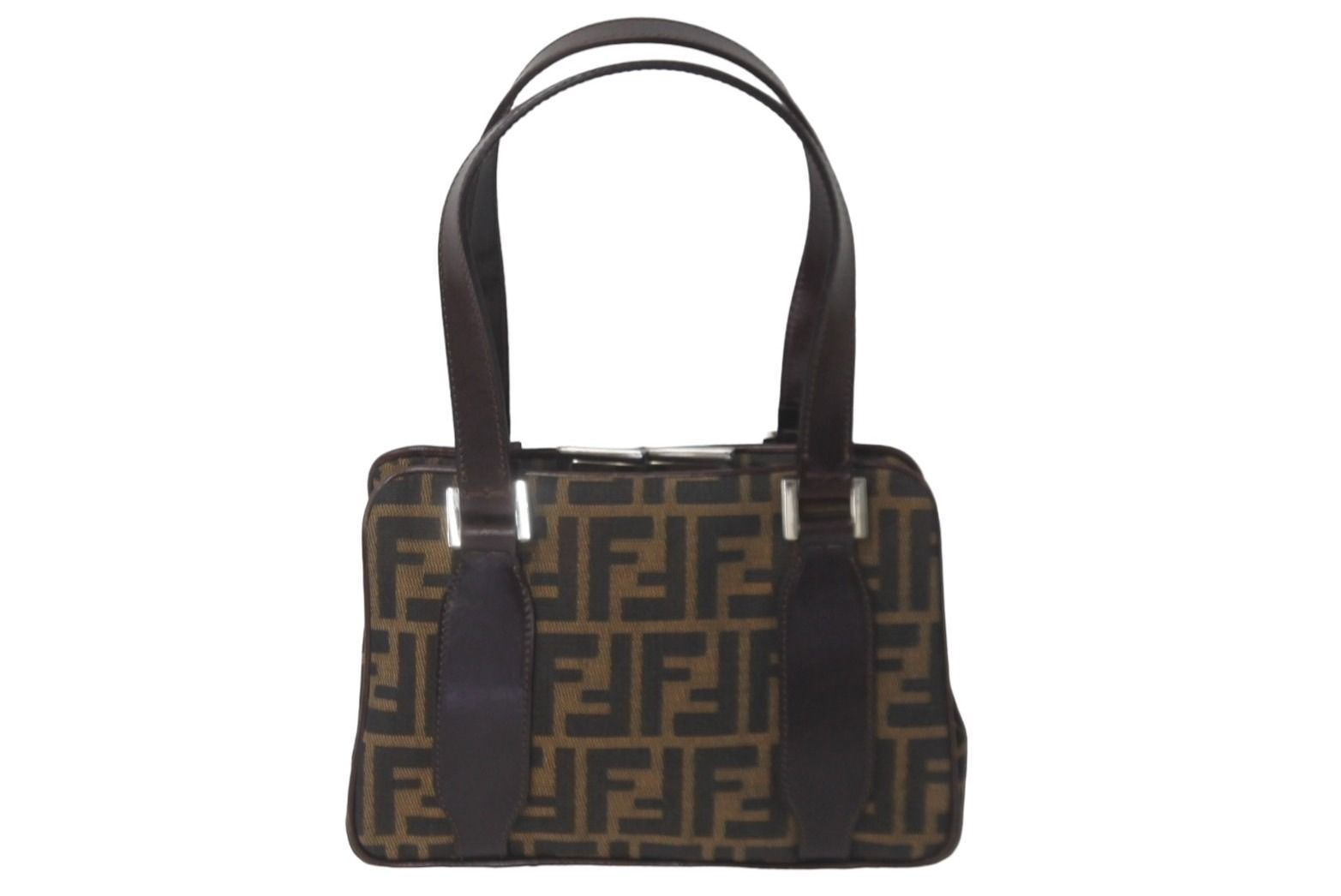 FENDI フェンディ ハンドバッグ スクエアバッグ ズッカ柄 がま口 