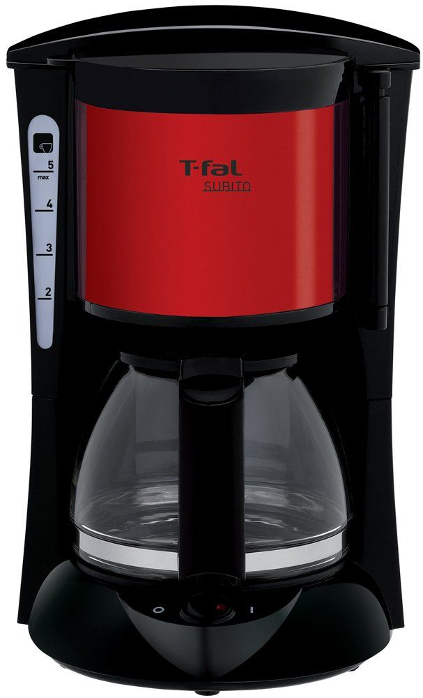 T-fal シンプルで使いやすい コーヒーメーカー スビト メタリックルビーレッド CM151GJP メタリックルビーレッド