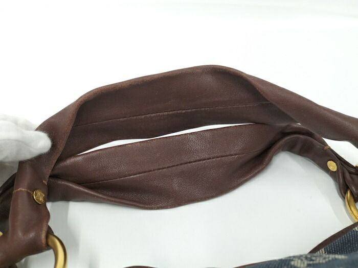 CELINE パリマカダム ハンドバッグ デニム レザー ネイビー