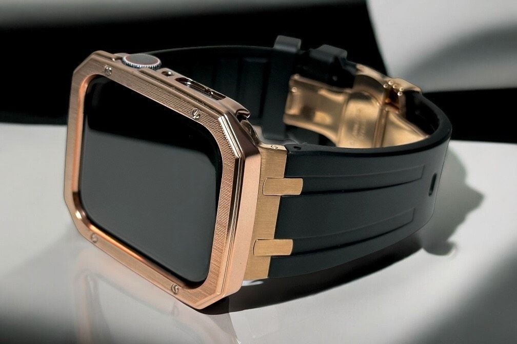 ブラックローズ アップルウォッチバンド ラバーベルト Apple Watch保護カバー 艶消しケース メンズ レディース 44mm45mm49mm ウルトラ ultra ultra2 se