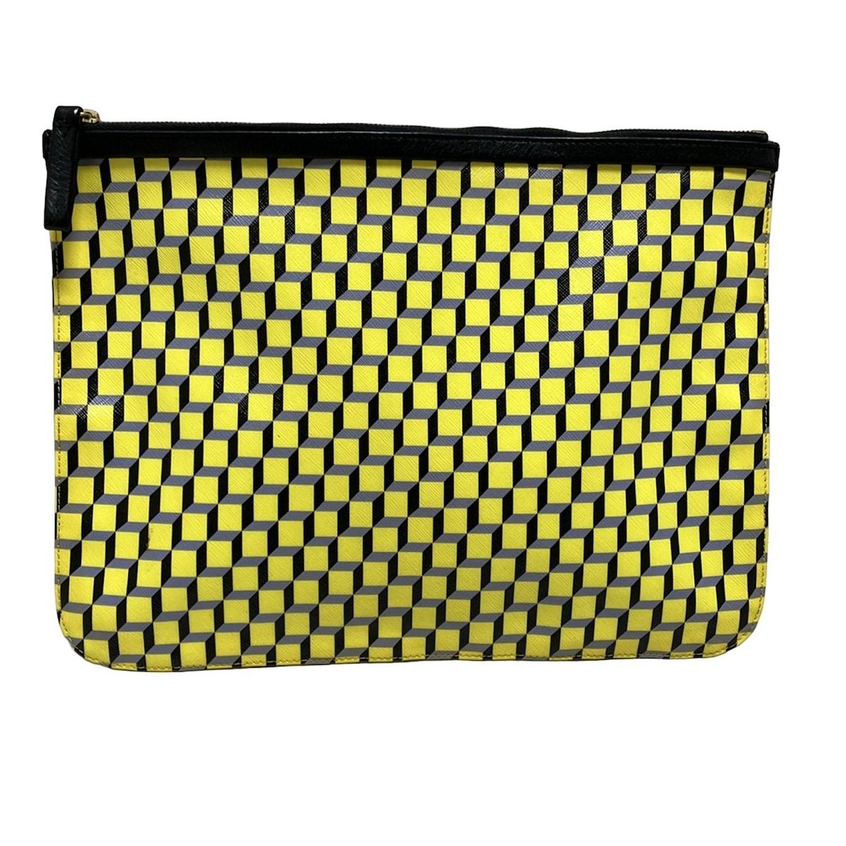 PIERRE HARDY ピエールアルディ クラッチバッグ - イエロー×黒×ダークグレー レザー