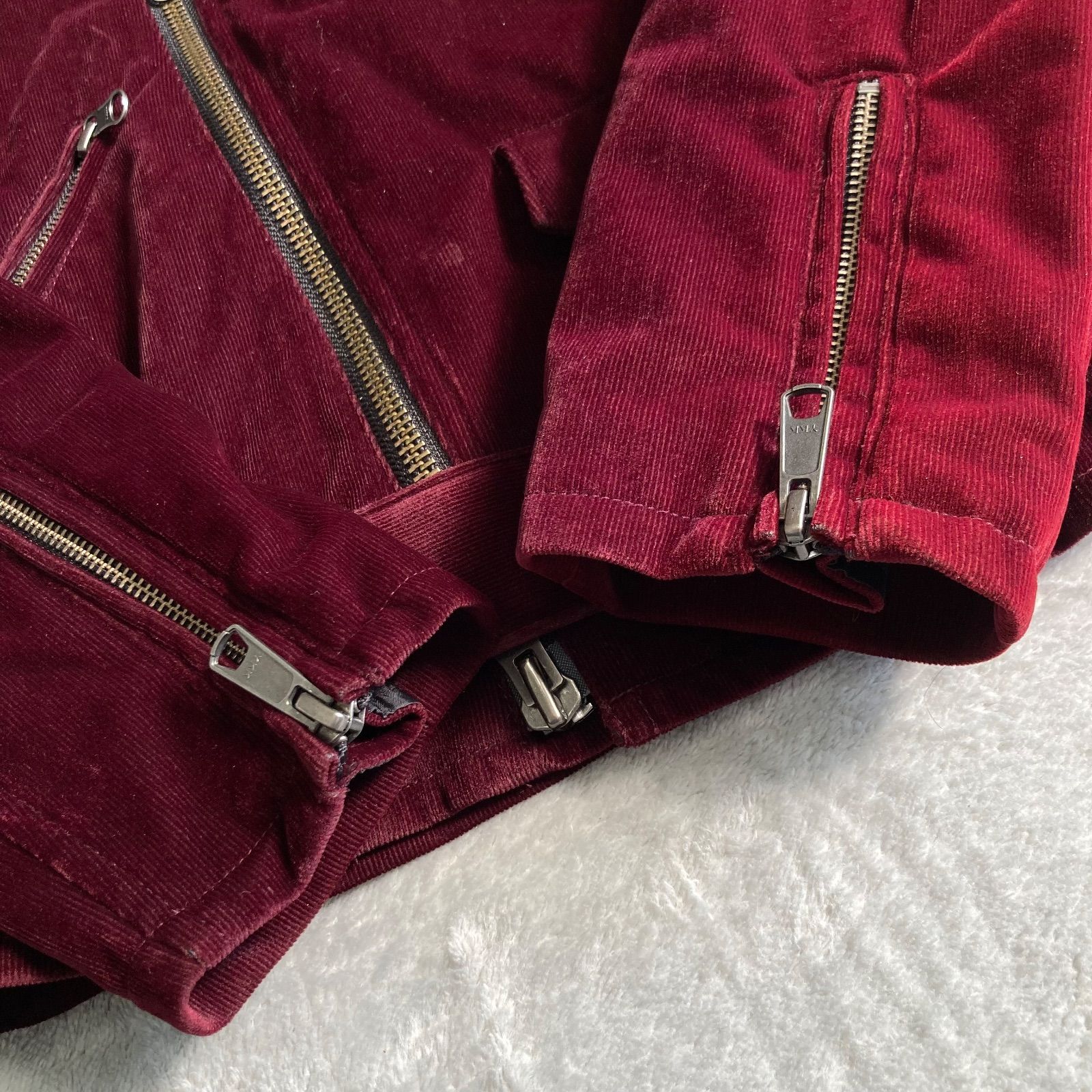 JACKROSE コーデュロイ ダブルライダースジャケット ワインレッド