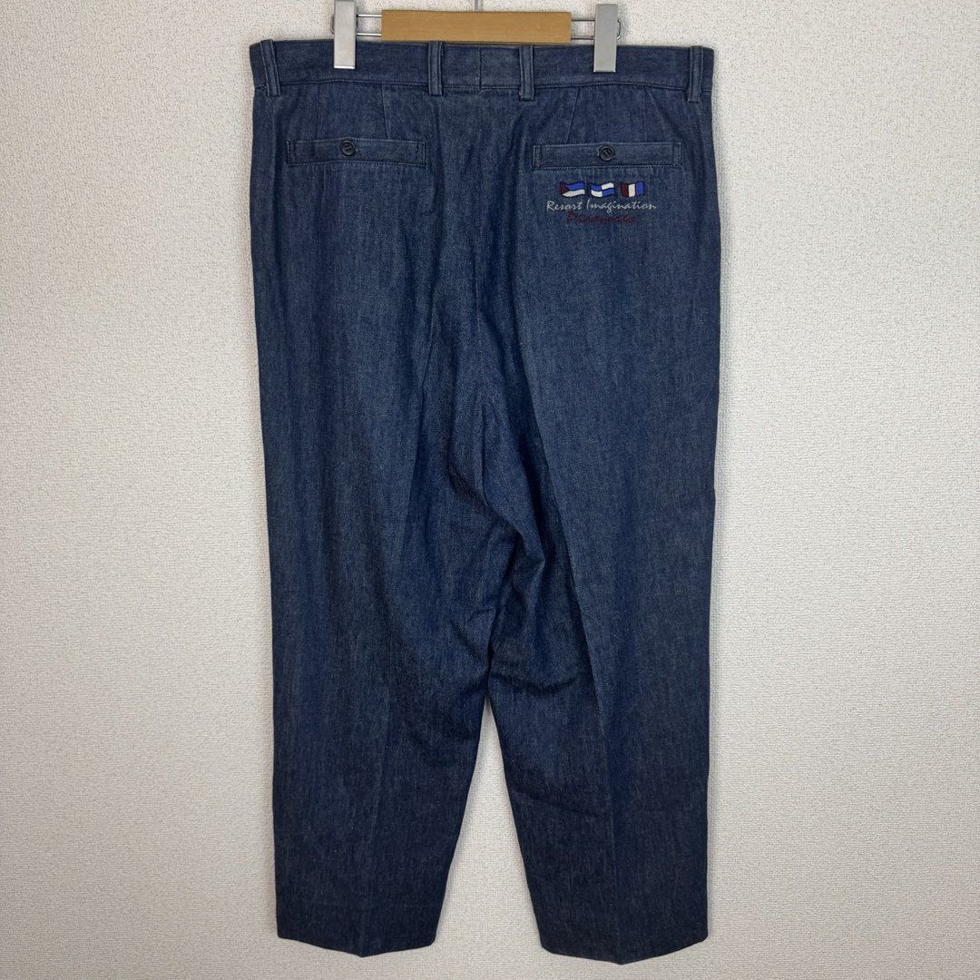 未着用 80's PLA SPORTS デニム スラックス PIASPORTS ピアスポーツ デニムスラックス ツータック リネン