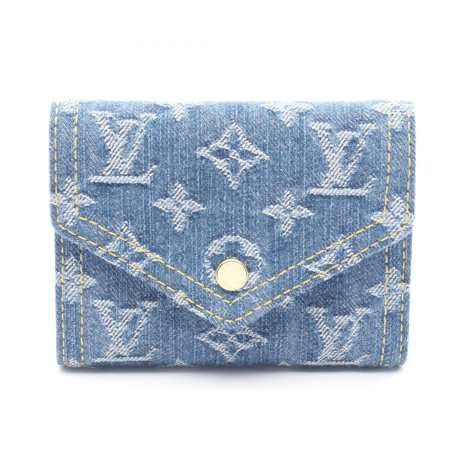 ルイ ヴィトン LOUIS VUITTON 三つ折り財布 ポルトフォイユ ヴィクトリーヌ M13212 ブルー デニム ポルトフォイユ ヴィクトリーヌ レディース Used A
