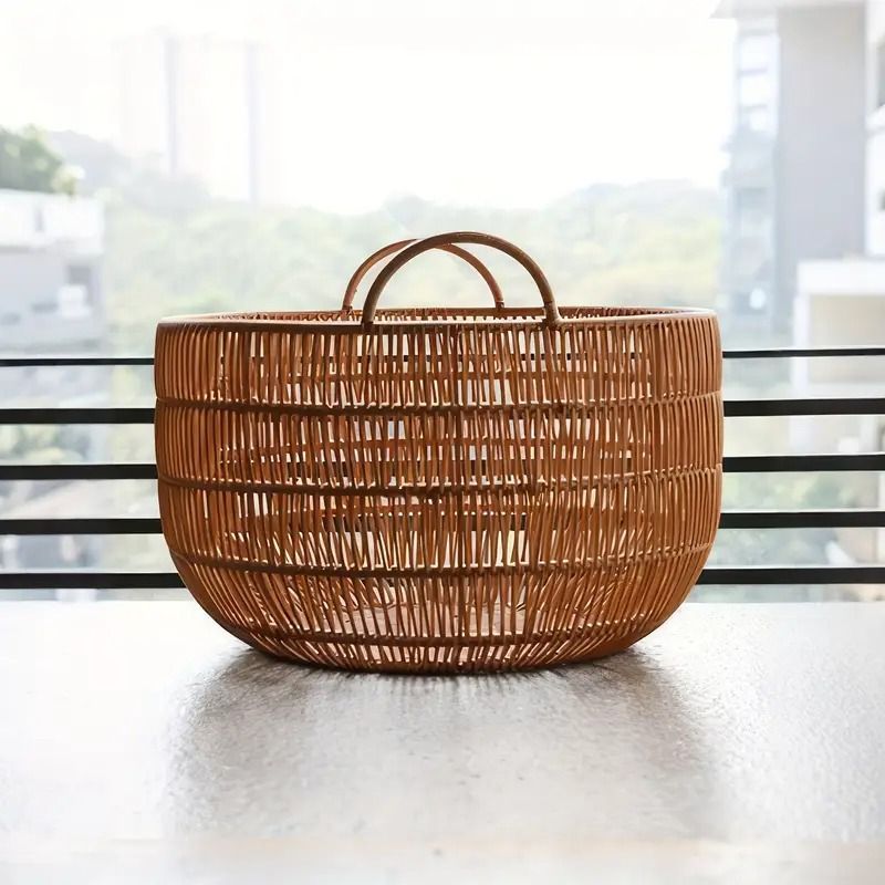 ウィッカー製バスケット 洗濯バッグ ランドリーバスケット ハンドル付き 収納バスケット 収納かご インテリア収納 おもちゃ収納 整理整頓 子供部屋 リビング 収納 衣類 洗濯物 ブランケット収納 多目的 多用途 ポリプロピレン 大容量 おしゃれ お洒落