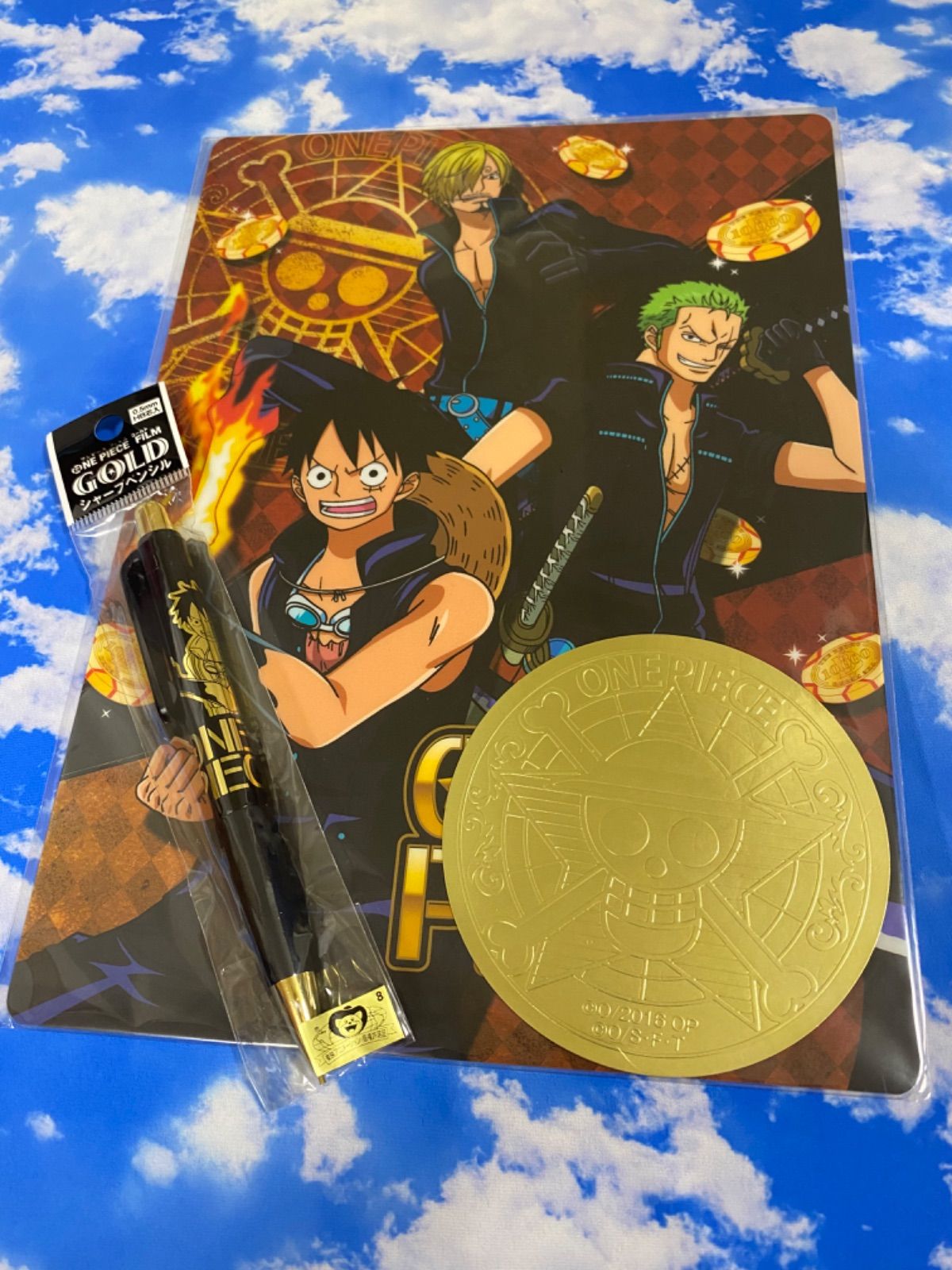 メルカリshops ワンピース Gold 下敷き シャーペン セット