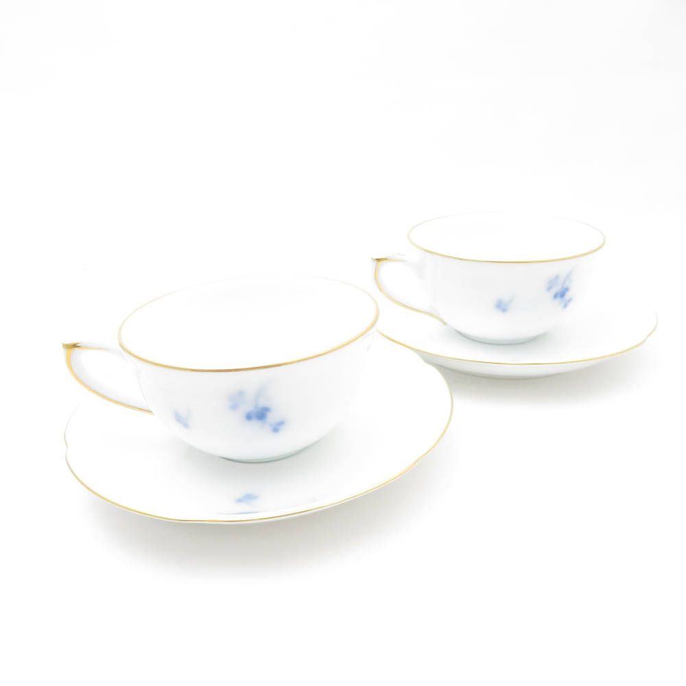 2客セット 大倉陶園 ブルーローズ カップ＆ソーサー 金彩 大倉陶園 ブルー