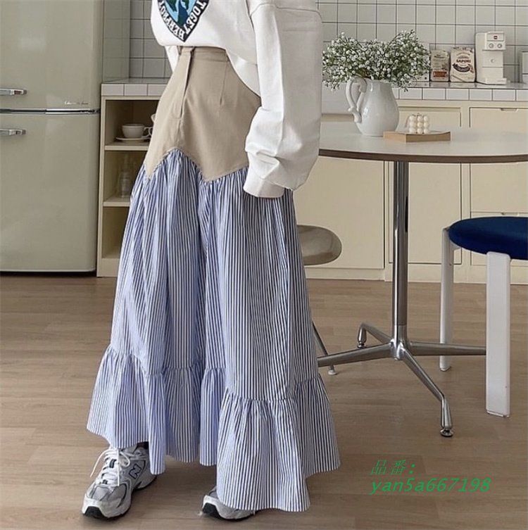 ストライプ柄ロングスカート韓国ファッ yan5a667198