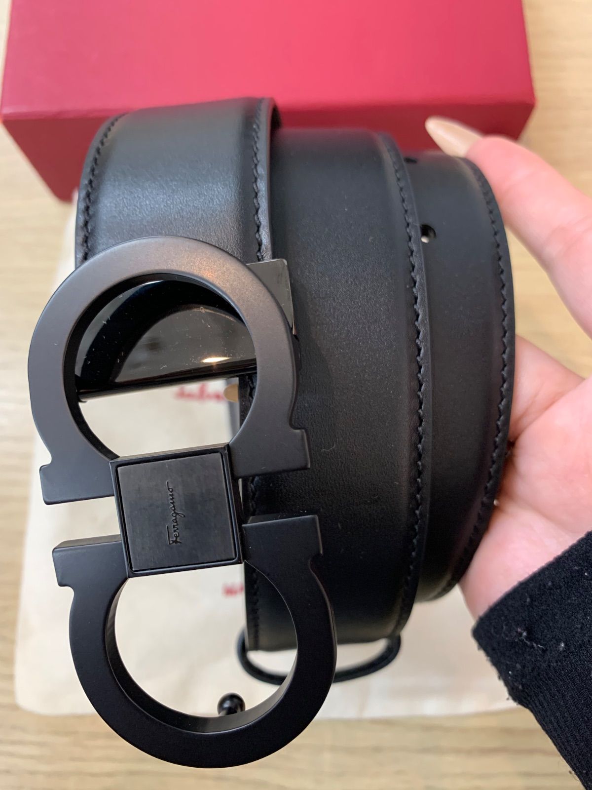 サルヴァトーレ フェラガモ】ガンチーニ レザー ブラック ベルト  