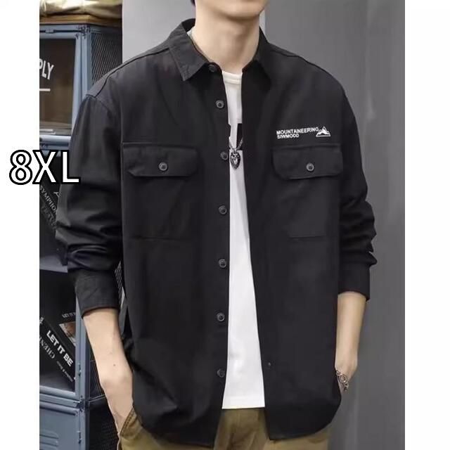 [8XL]秋冬 コーデ メンズ  服 シンプル ファッション オシャレ 大人 かっこいい 大きいサイズ ストリート 紳士服  ダブル ポケット 綿 ワークウェア 長袖 シャツ ハイエンド カジュアル 