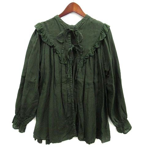 ネストローブ nest Robe リネン×ボイル 2WAY フリル ブラウス 長袖 2025AW ダークグリーン F 01234-1453