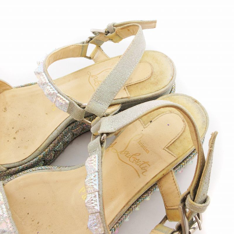 クリスチャンルブタン Christian louboutin サンダル スタッズ ラメ 