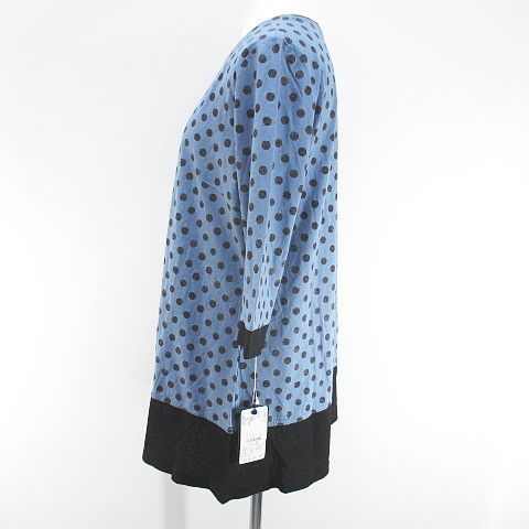 未使用品 ルイテミス LUITHEMIS 水玉 ドット 七分袖 Tシャツ カットソー 44 水色 ライトブルー 日本製 タグ付 レディース ルイテミス LUITHEMIS 水玉 ドット 七分袖 Tシャツ カットソー