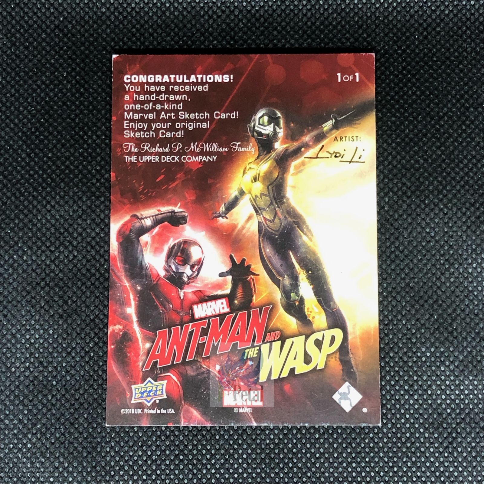 2018 Upper Deck Ant man and the Wasp スケッチカード