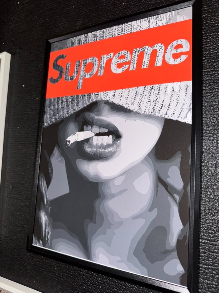 シュプリーム 目隠し パロディアート 額付き - メルカリ