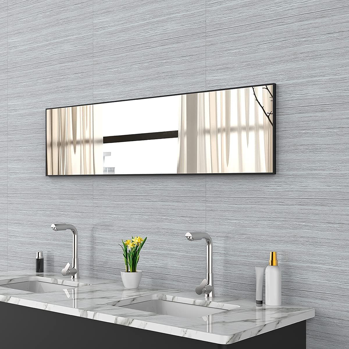 新着商品 壁掛け 立掛け 姿見鏡 全身ミラー 壁掛け鏡 全身 ドアミラーアルミフレーム HD鏡面 スタンド式 壁掛け 鏡 立て掛け姿見 ドア掛けミラー ブラック 119.3 30.4CM