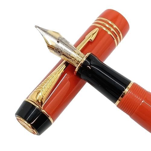 PARKER パーカー万年筆18K 750 刻印 M デュオフォールドビッグレッド リミテッドエディションセンテニアル13/1100 インク・ケース一式MB/B