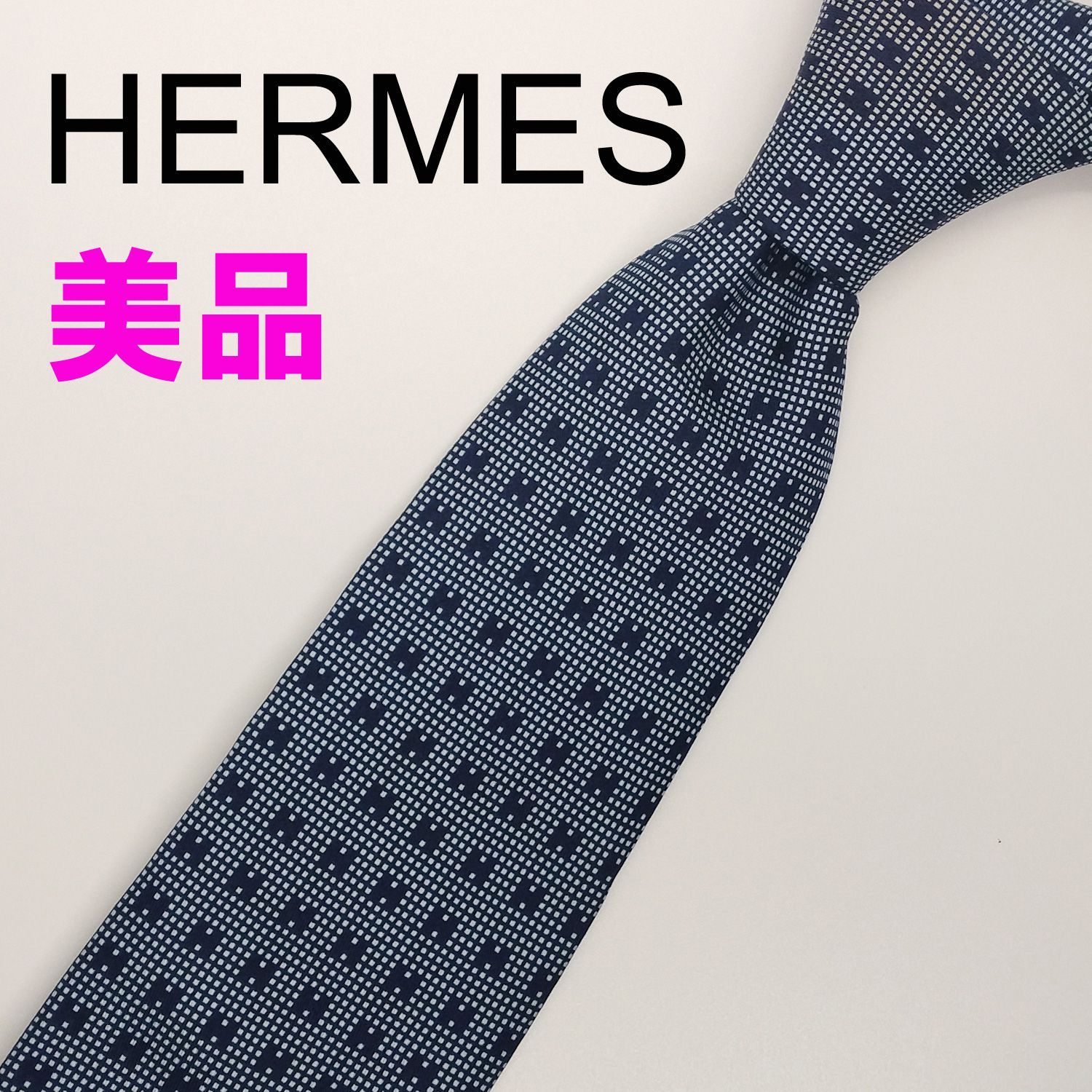 美品☆エルメス HERMES ネクタイ ハイブランド フランス製 シルク100