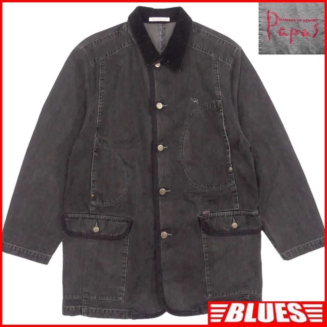used Papas パパス カバーオールデニムコート　ジャケット Papas パパス カバーオール デニムジャケット L 古着 黒 TN1797