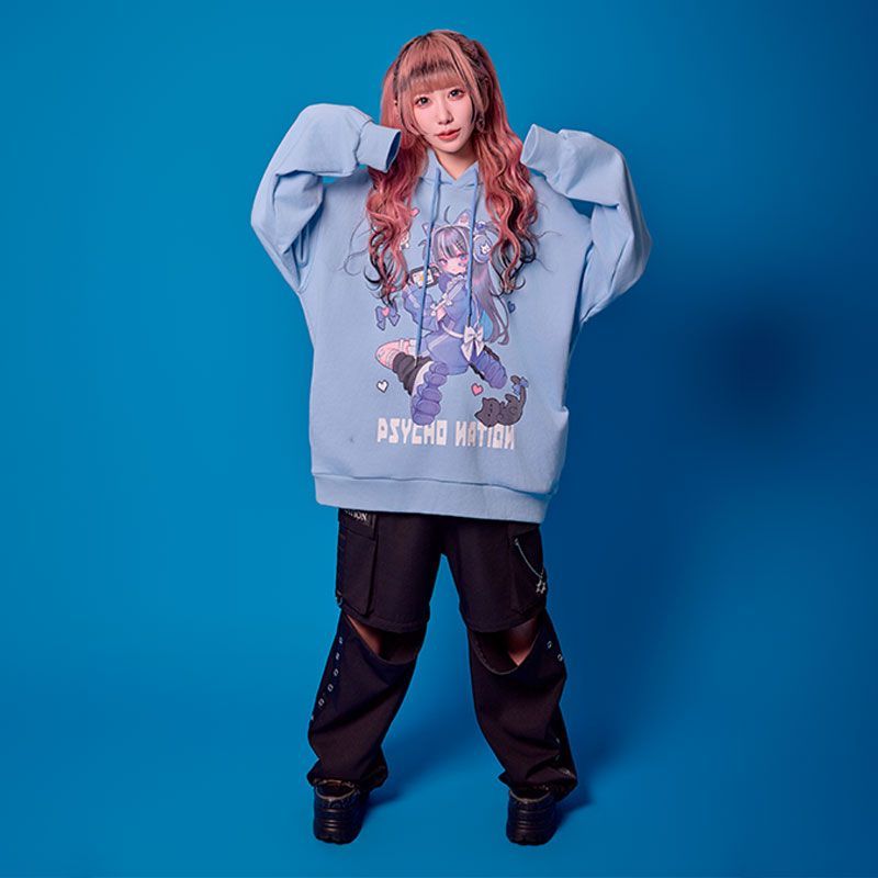 PSYCHO NATION サイコネーション 【MLサイズ/3カラー】寝田ルネ コラボ ゲーマーパーカー 原宿 病みかわ パンク 地雷 天使界隈 メンズ レディース 715201 PSYCHO NATION サイコネーション 【MLサイズ/3カラー】寝田ルネ コラボ