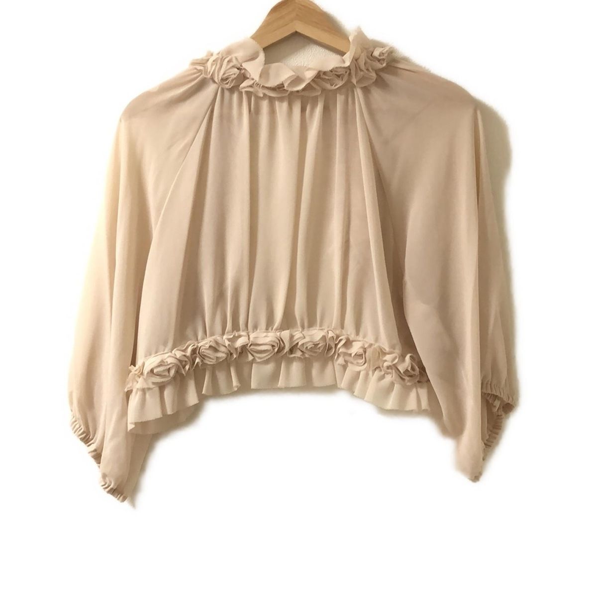 Rose Tiara - Rose Tiara(ローズティアラ) ボレロ サイズ46 XL レディース美品  - ベージュ 半袖/フリル Rose Tiara(ローズティアラ) ボレロ サイズ46 XL レディース