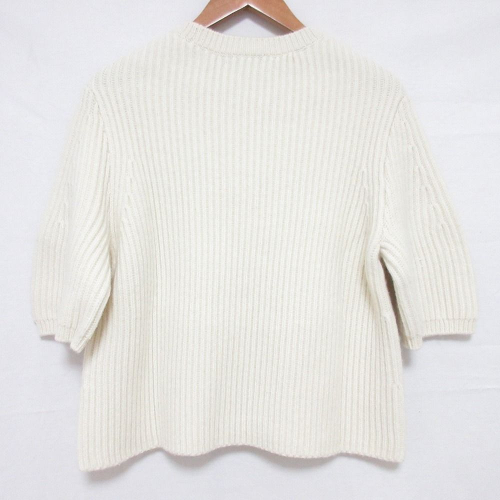 Drawer - 美品 Drawer ドゥロワー FALL2 5Gあぜ編み フレアスリーブニット カシミヤブレンド 五分袖 セーター 6518-105-0512 サイズ1 アイボリー レディース 古着 中古 USED 美品 Drawer ドゥロワー FALL2 5G フレアスリーブニット カシミヤ