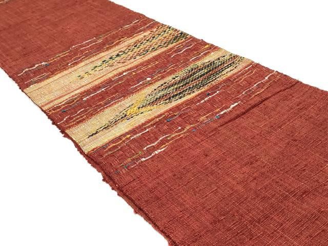 平和屋着物 八寸名古屋帯 紬地 抽象横段文 正絹 DAAW6599ob