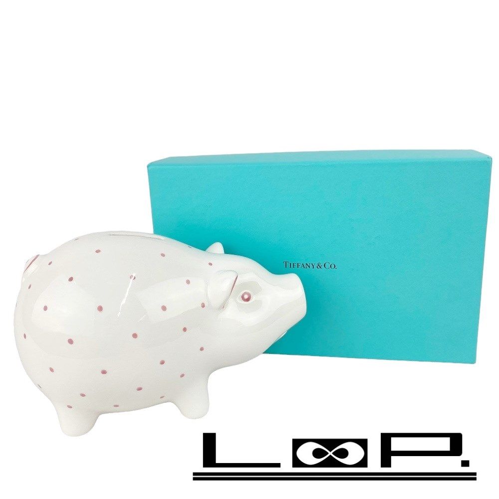 Tiffany & Co. 豚型貯金箱 TIFFANY&Co.（ティファニー） 貯金箱 ブタ/陶器 ホワイト×ピンク