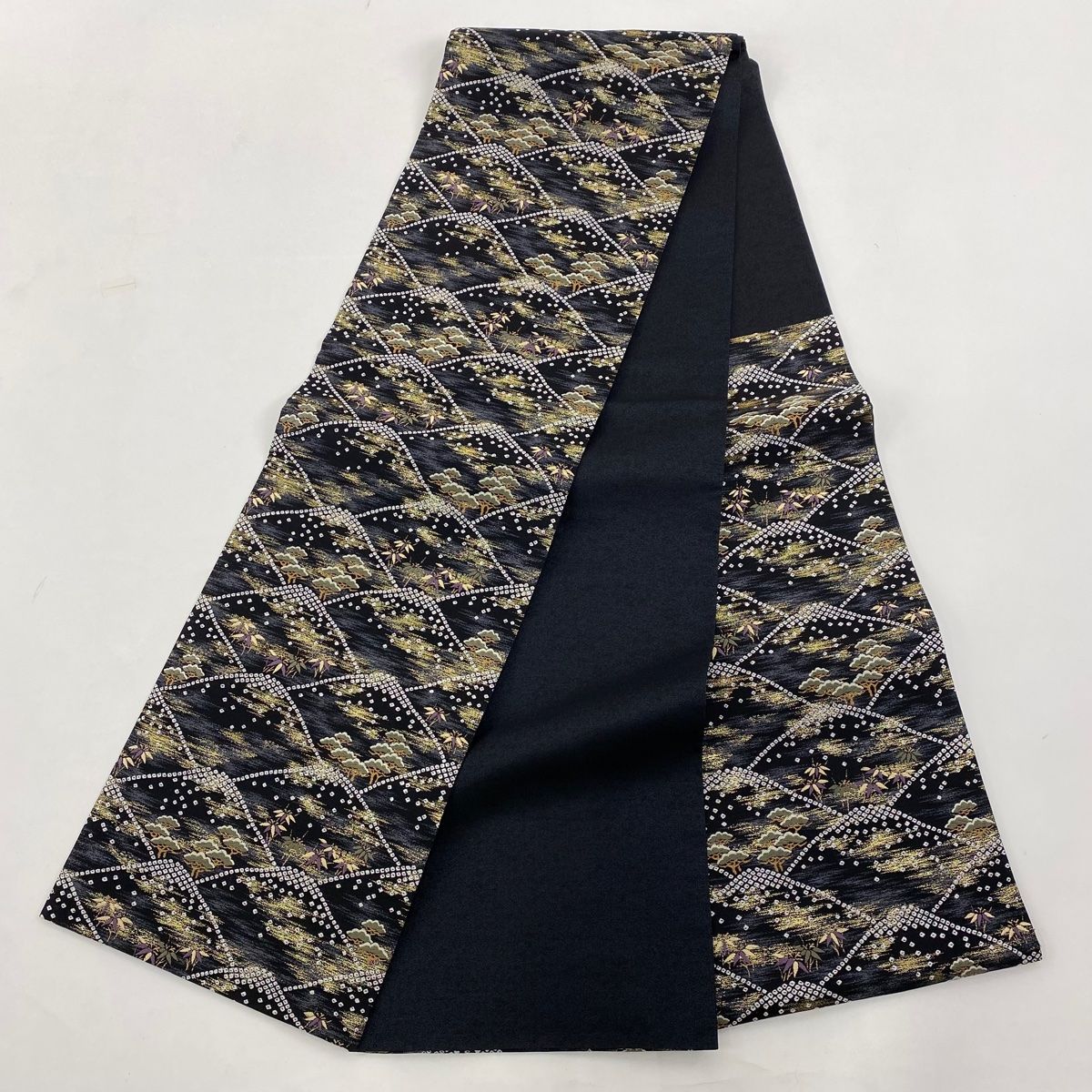 訪問着 身丈165.5cm 裄丈66.5cm M 袷 紬地 袋帯セット 松竹梅 染め分け  