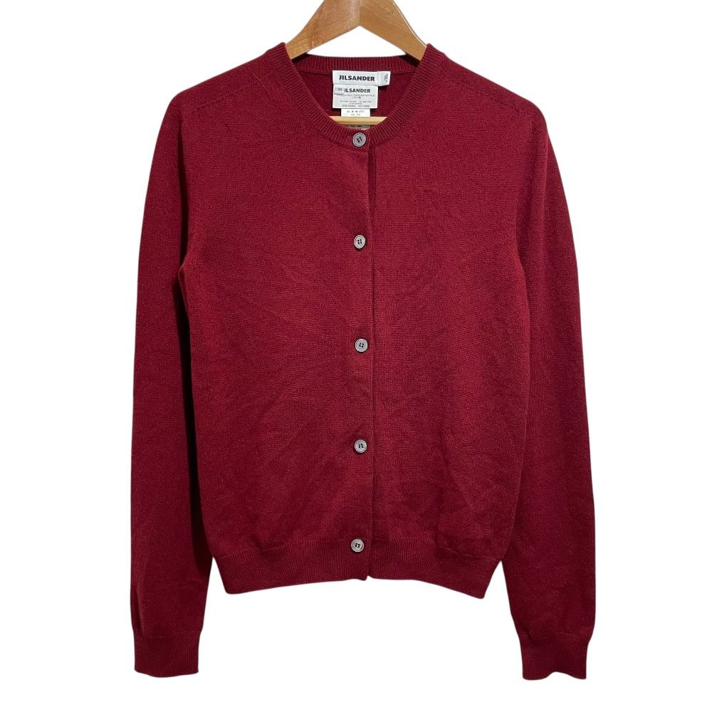 JIL SANDER ジルサンダー カシミヤ100％ ニット カーディガン 36 レッド レディース 古着