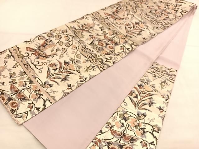 ☆六通柄袋帯『更紗華文様』金糸織り 正絹 美品☆T749 平和屋着物◎六