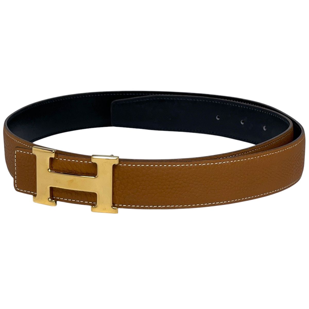 エルメス HERMES コンスタンス リバーシブル Hベルト F刻印 ベルト レザー ブラック ブラウン メンズ 【中古】
