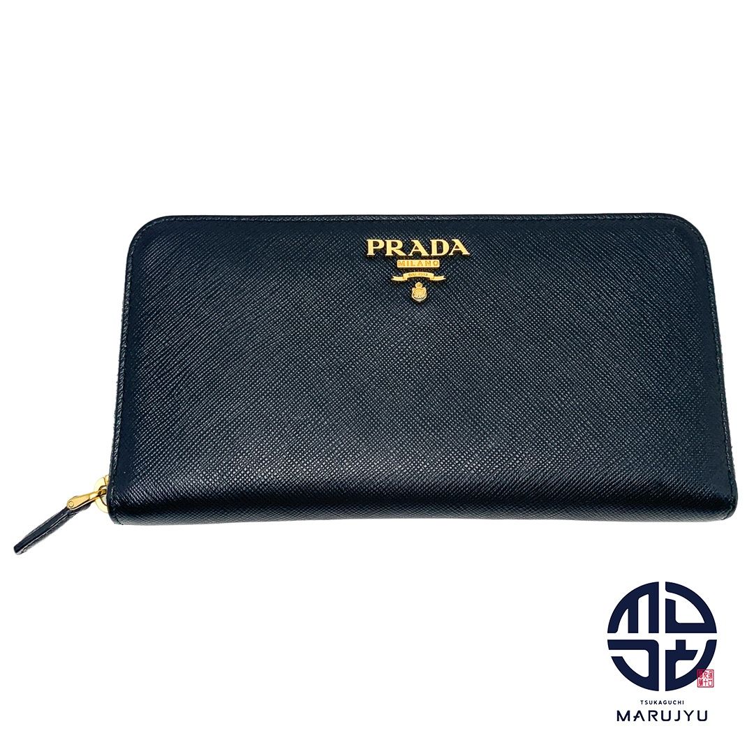 PRADA プラダ 黒 ブラック NERO サフィアーノレザー ジップアラウンド  