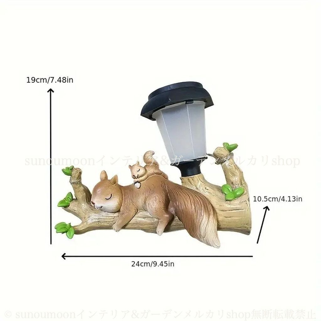 吊り下げ穴 ガーデンインテリア おしゃれ 雑貨 ガーデン 動物 小動物 親子 ガーデニング リス ガーデン雑貨 アニマル インテリア 子リス ソーラー お洒落 樹脂 庭の装飾 太陽光 ガーデンランプ 4-7 YUZUMIYA_COM