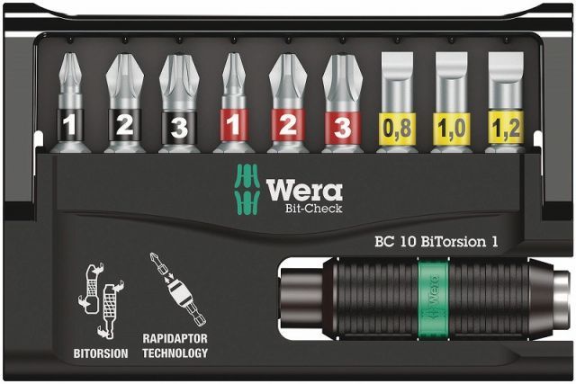 Wera1|4 ビットチェック バイトーションビットセットBit-Check 10 BiTorsion1 056374