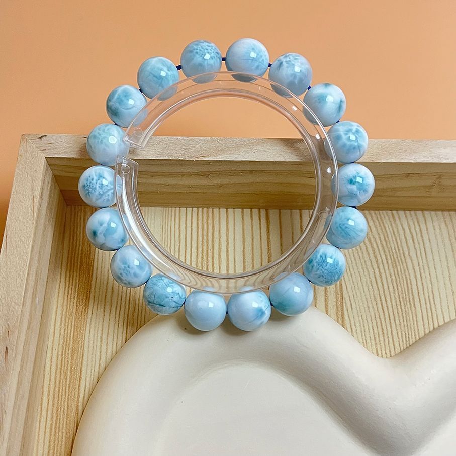 EU製 ドミニカ共和国産のラリマー ペクトライト パワーストーン ブレスレット 天然石 開運 金運 プレゼント 約10.9-11.3mm ZB9466 USTAUSTRALIA_COM_AU