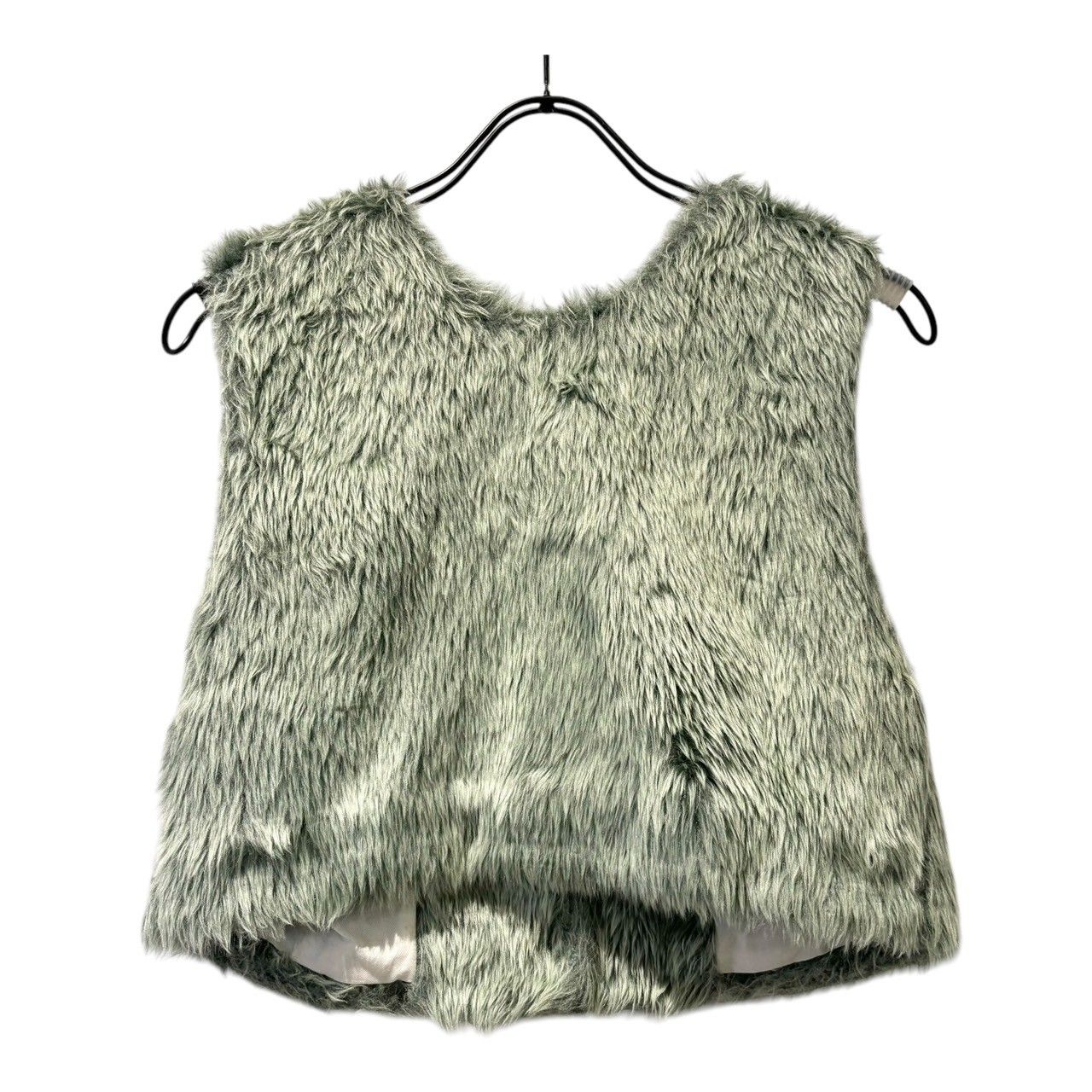 JANE SMITH - JANE SMITH ジェーンスミス 24AW POLYESTER COLOR FUR SHORT VES ポリステルファーショートベスト 24WVE-#625L グリーン 38 JANE SMITH (ジェーンスミス) 24WVE-＃625L POLYESTER COLOR FUR SHORT