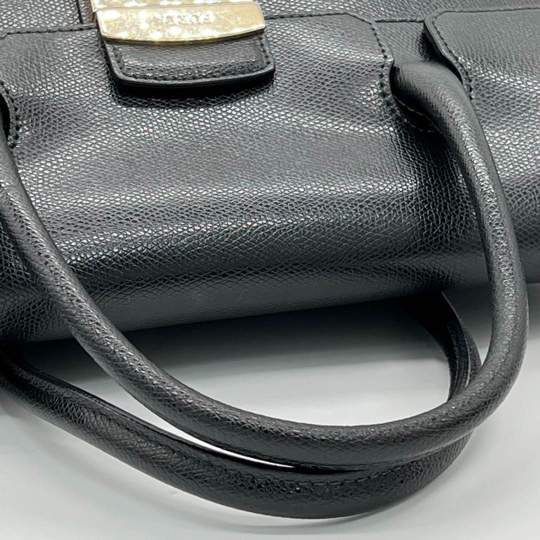 極美品】FURLA メトロポリス サッチェル ハンドバッグ ブラック