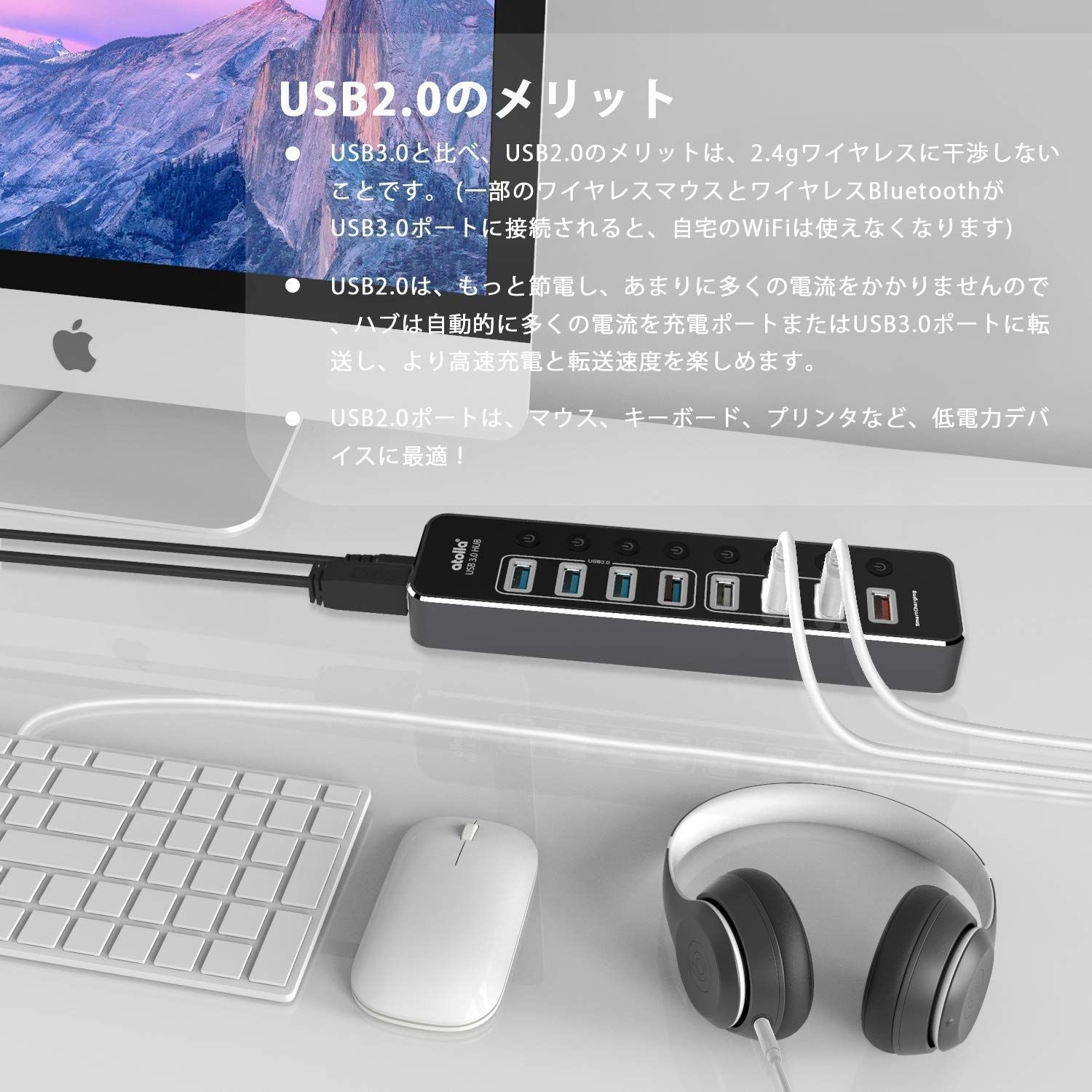 メルカリShops - (匿名配送)【人気商品】atolla USBハブ電源付き, 4ポート高速USB3