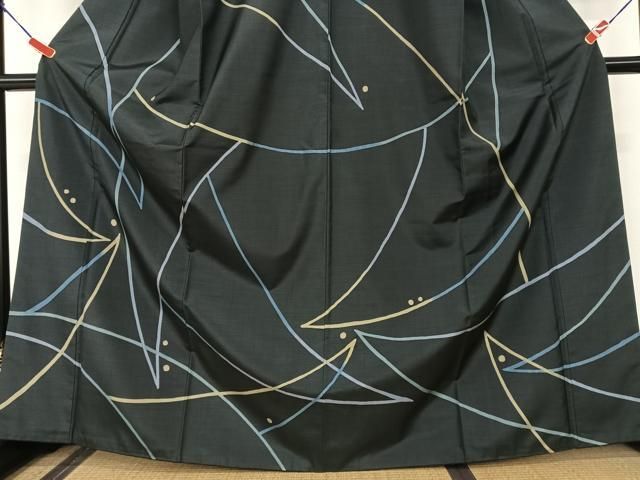 平和屋着物○極上 本場染大島紬 訪問着 幾何学文様 正絹 逸品