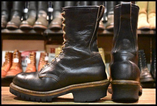 8.5 EE PT 91刺繍 レッドウィング 2218 ロガー 黒 ブラック スチールトゥ 編み上げ ブーツ redwing FI 091 ワークブーツ ブーツ 革靴