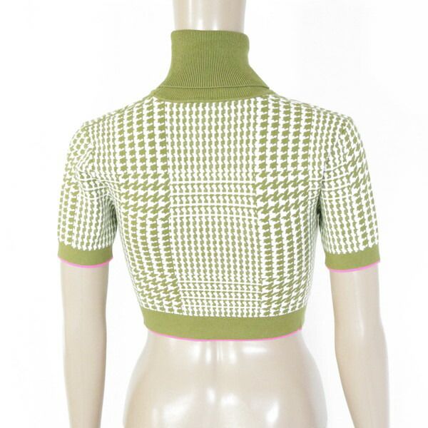 80%OFF エリザベッタフランキ ELISABETTA FRANCHI ニット 40 EKN731 Sサイズ グリーン レディース 半袖ニット ショート丈 タートルネック イタリア製