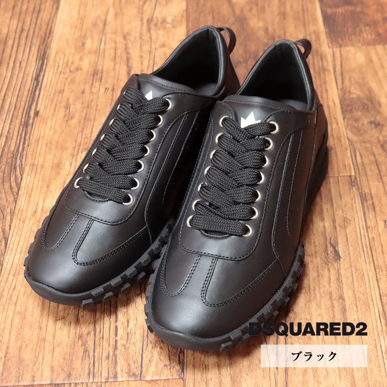 DSQUARED2/40(25-25.5cm)/スニーカー SNM0196 上質レザー シンプル ベーシック  ローカット 新品/黒/ブラック/id292/