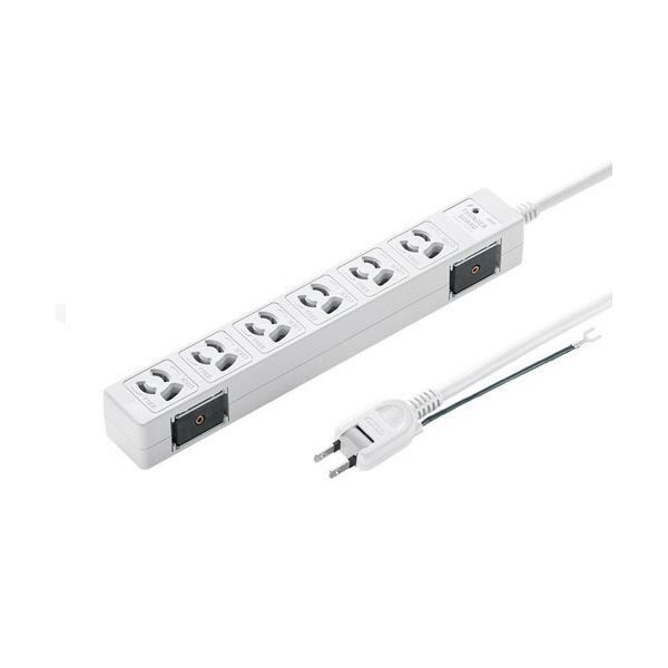 サンワサプライ雷ガードタップ 3P 6個口 3m ホワイト TAP-SPWMG36-3 1個
