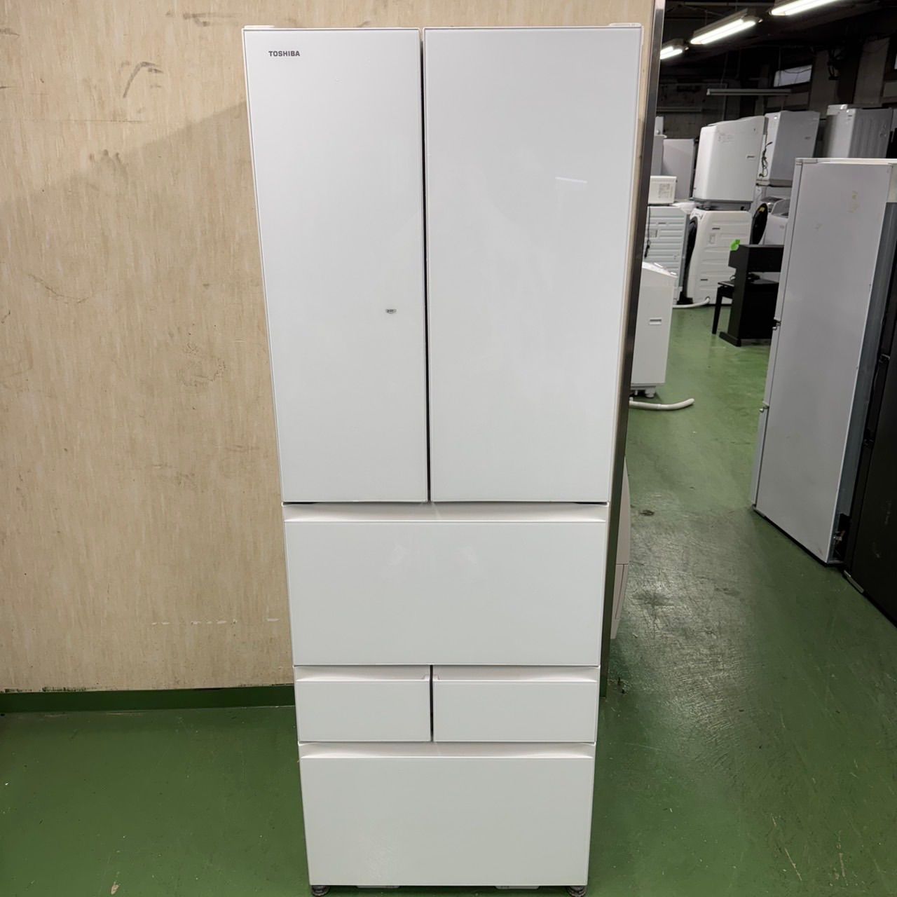 90 TOSHIBA 大型冷蔵庫 509L 400L以上 500L以上 小型 家庭用 フレンチドア 自動製氷 ホワイトカラー ガラスパネル