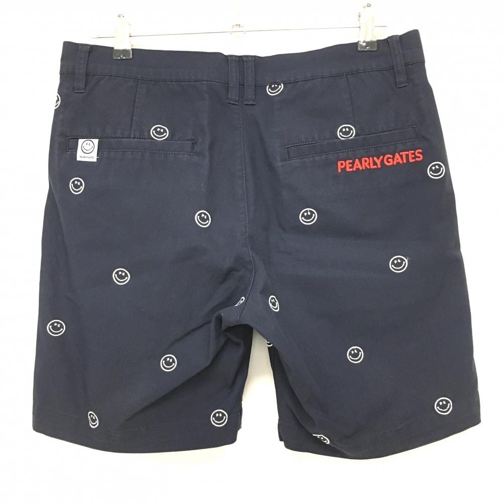 パーリーゲイツ ハーフパンツ ネイビー×白 刺しゅう総柄 ニコ